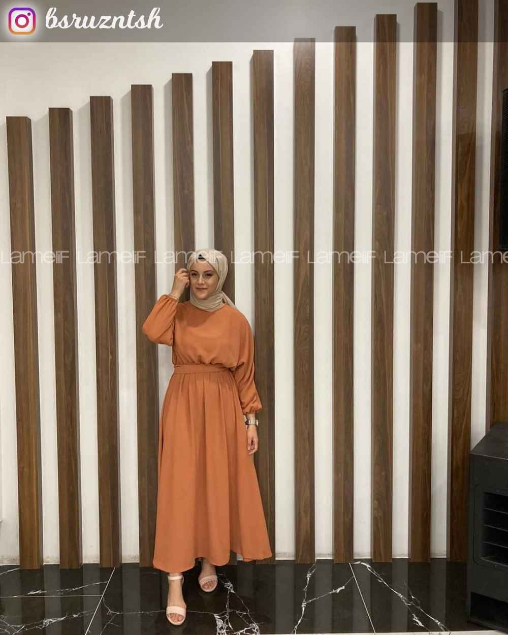 Modalamelif Yarasa Kol Prenses Elbise Somon