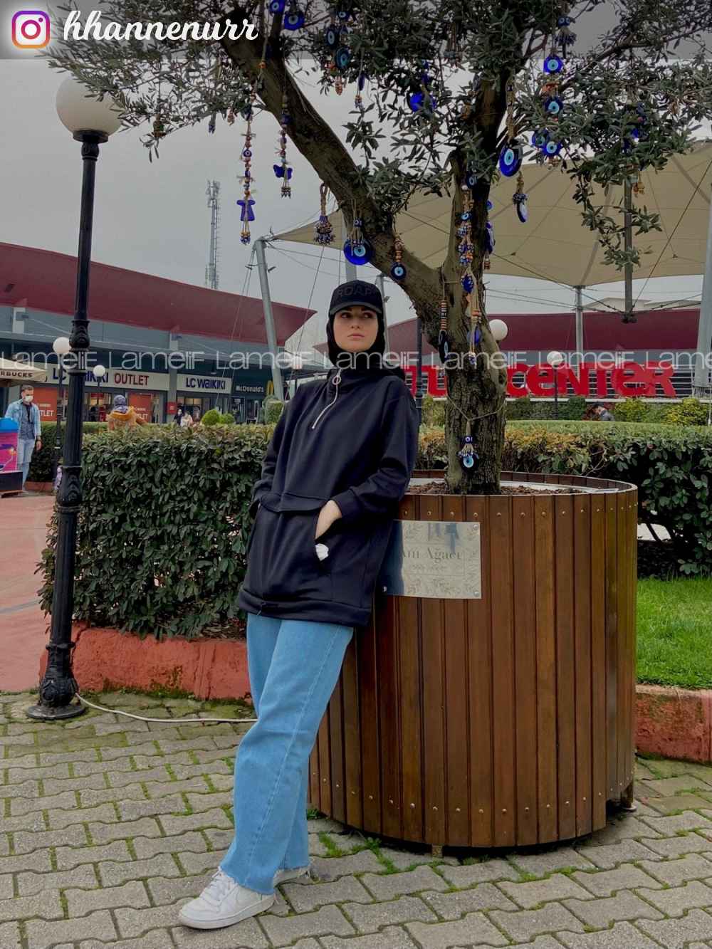 Lamelif Bel Lastikli Bol Paça Mom Jean Açık Mavi