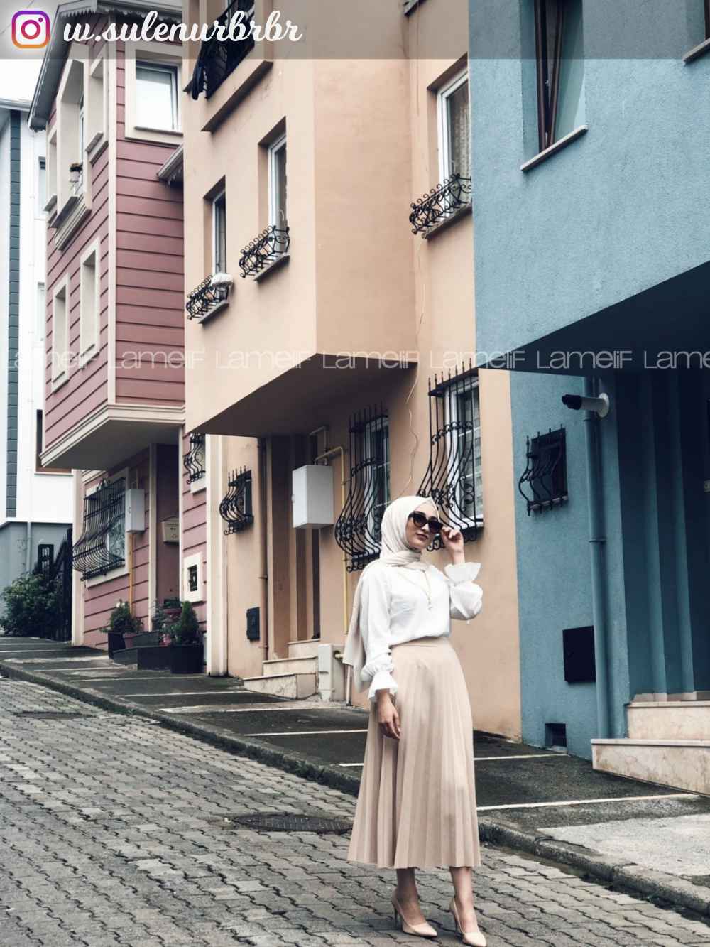 Modalamelif Krem Mira Kumaş Pliseli Etek