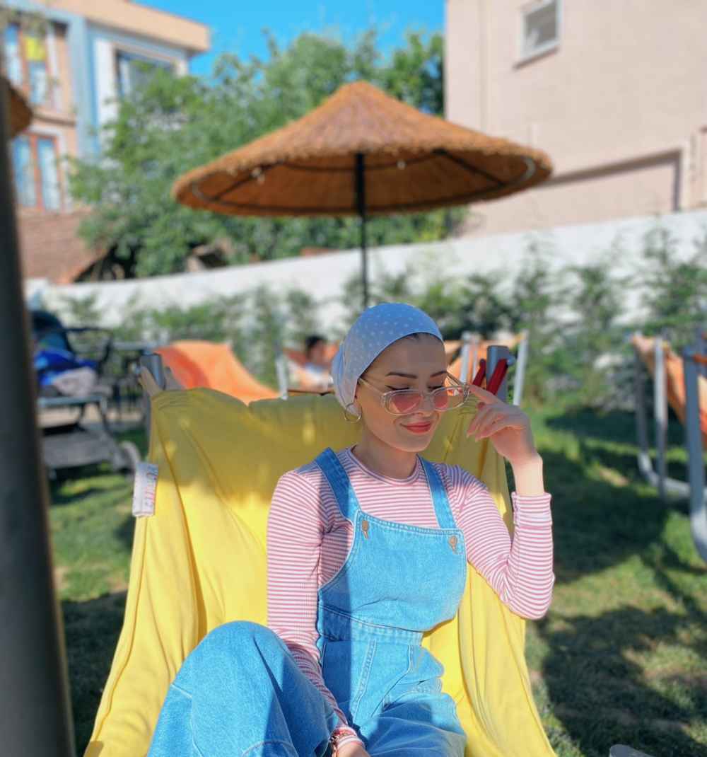 Lamelif Askılı Kot Tulum Açık Mavi