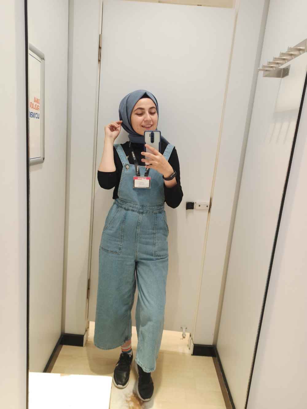 Lamelif Askılı Kot Tulum Açık Mavi