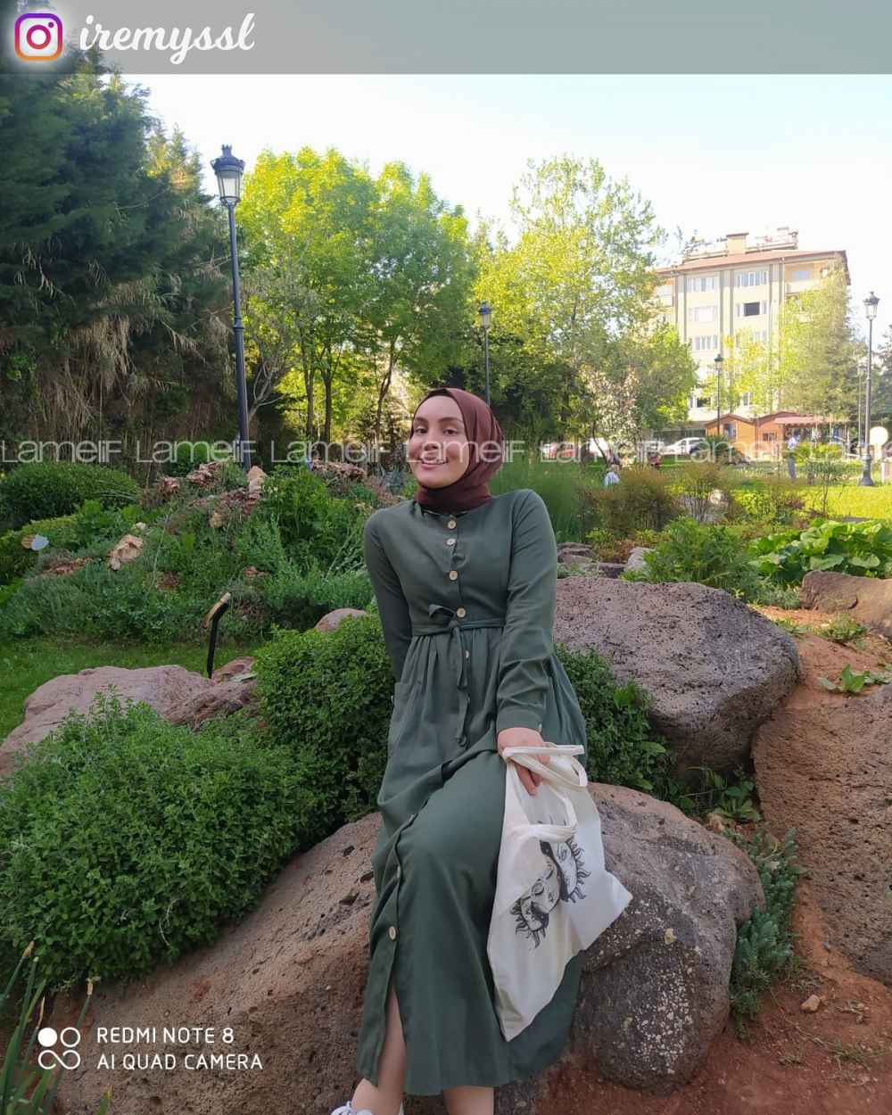 Modalamelif Keten Elbise Haki