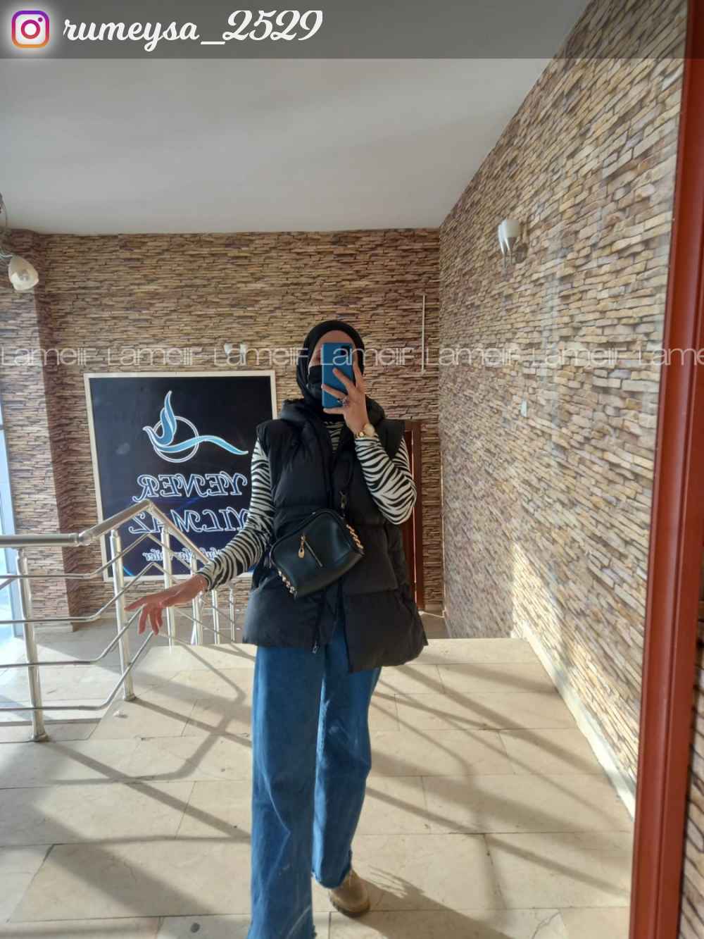 Lamelif Kapşonlu Şişme Yelek Siyah