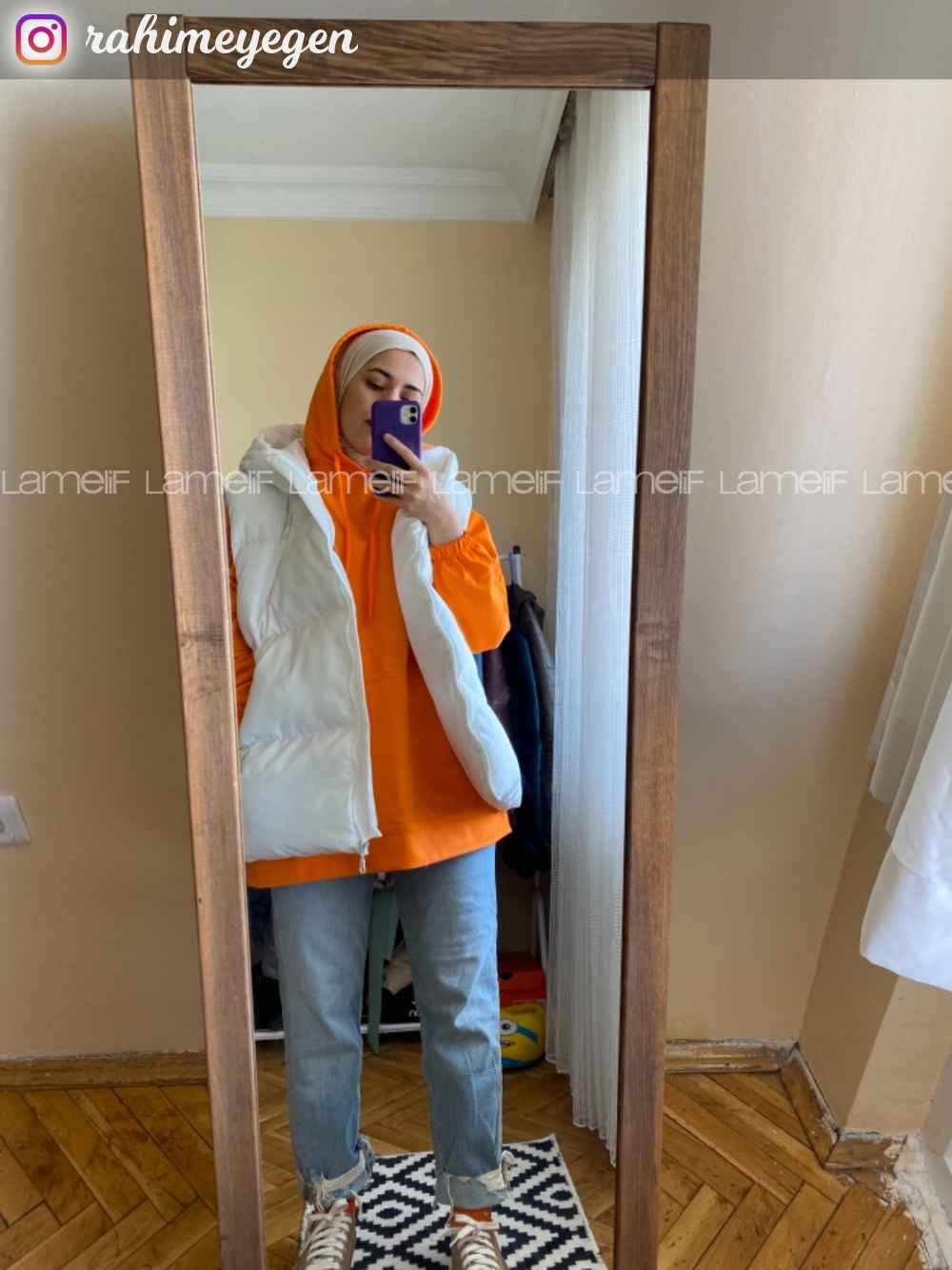 Modalamelif Kapşonlu Şişme Yelek Ekru