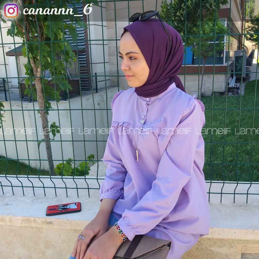 Modalamelif Hakim Yaka Fırfırlı Tunik Lila