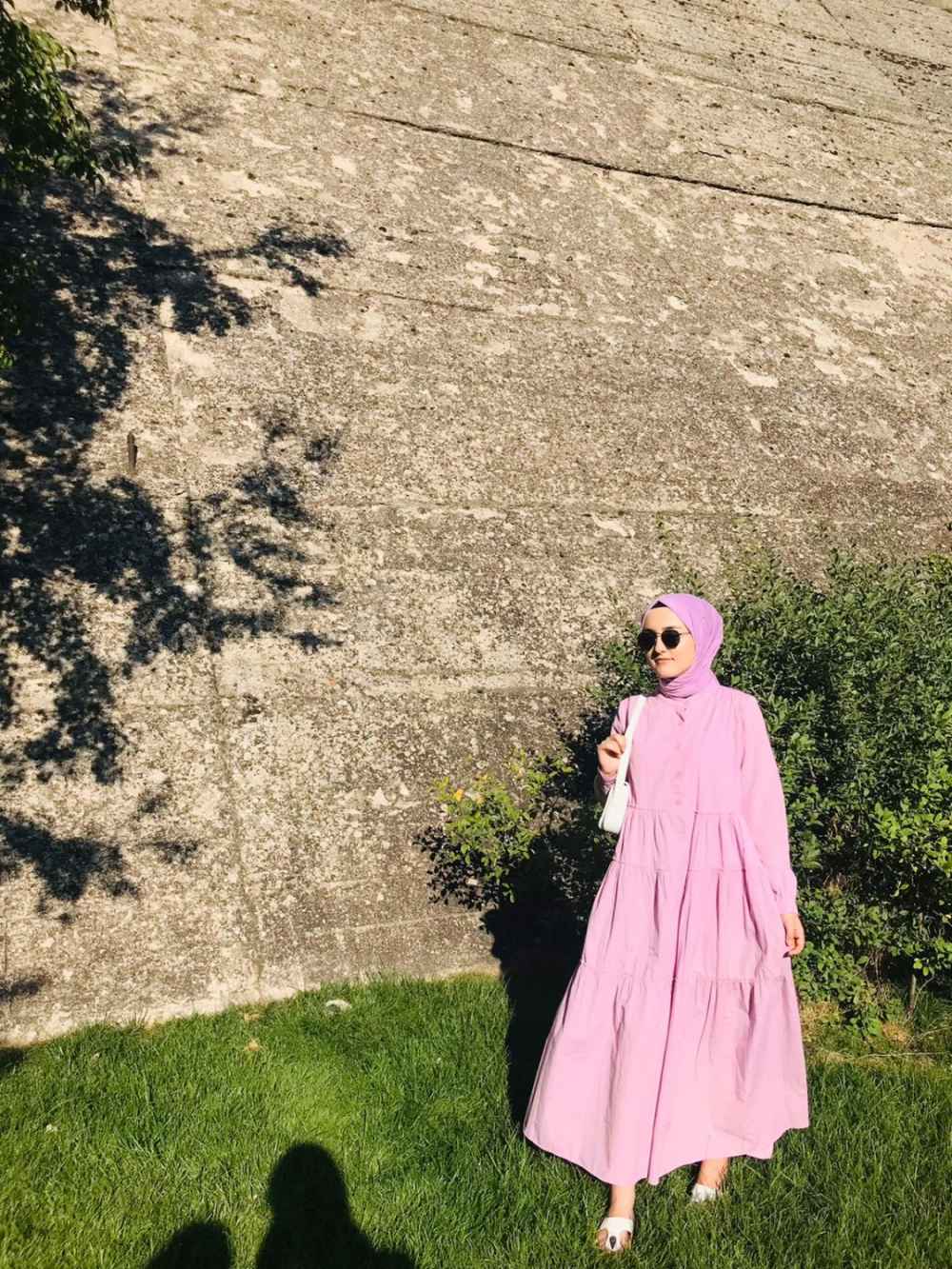 Modalamelif Hakim Yaka Fırfırlı Elbise Lila