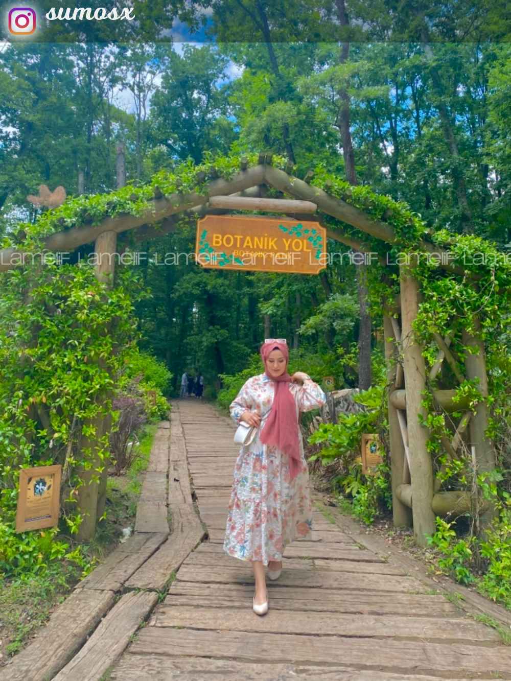 Modalamelif Gömlek Yaka Çiçek Desenli Elbise Ekru