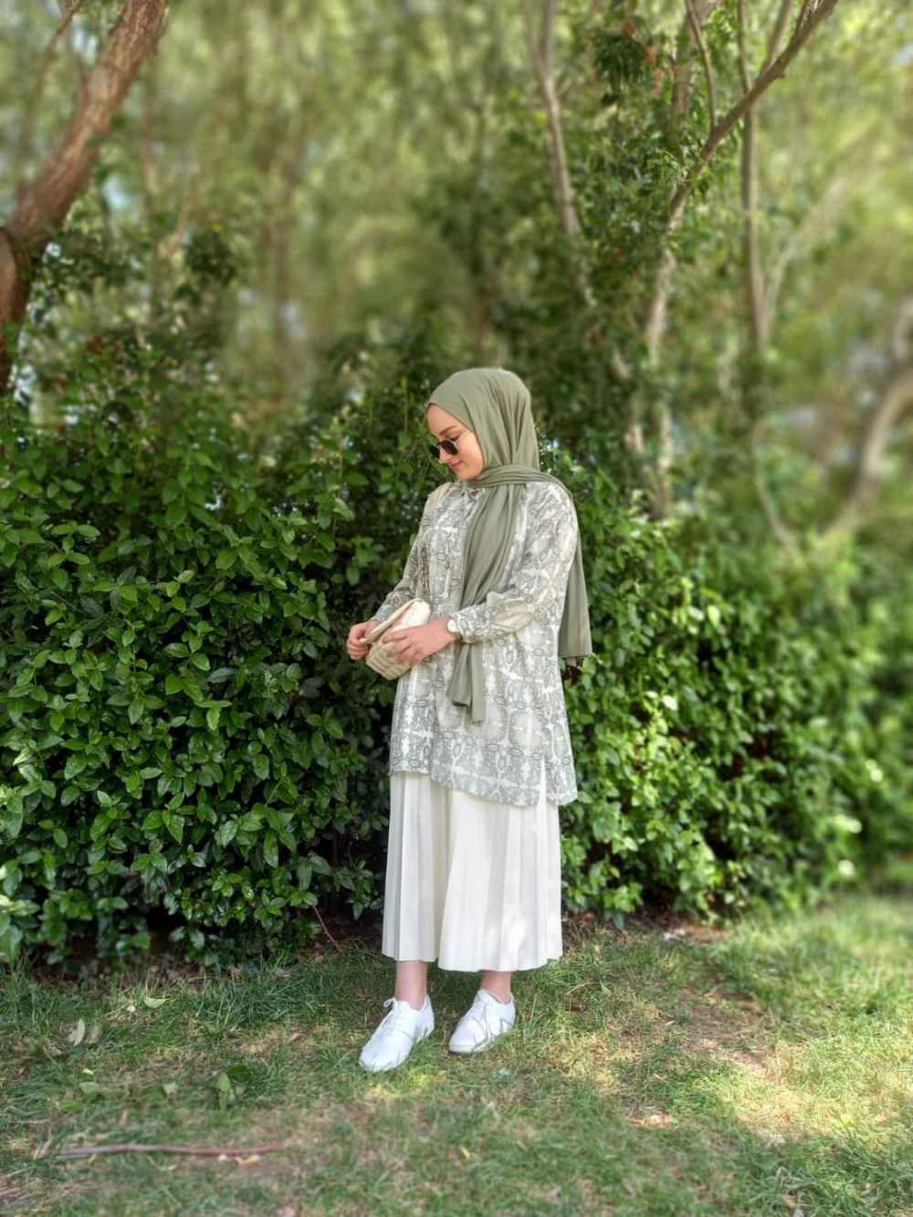 Modalamelif Kilim Desen Dijital Baskı Gömlek Çağla