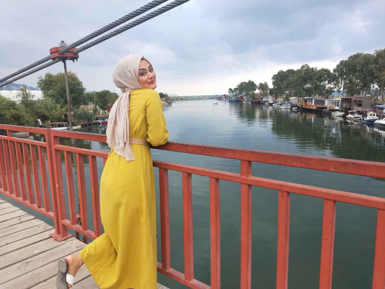 Modalamelif Bel Büzmeli Keten Elbise Lime