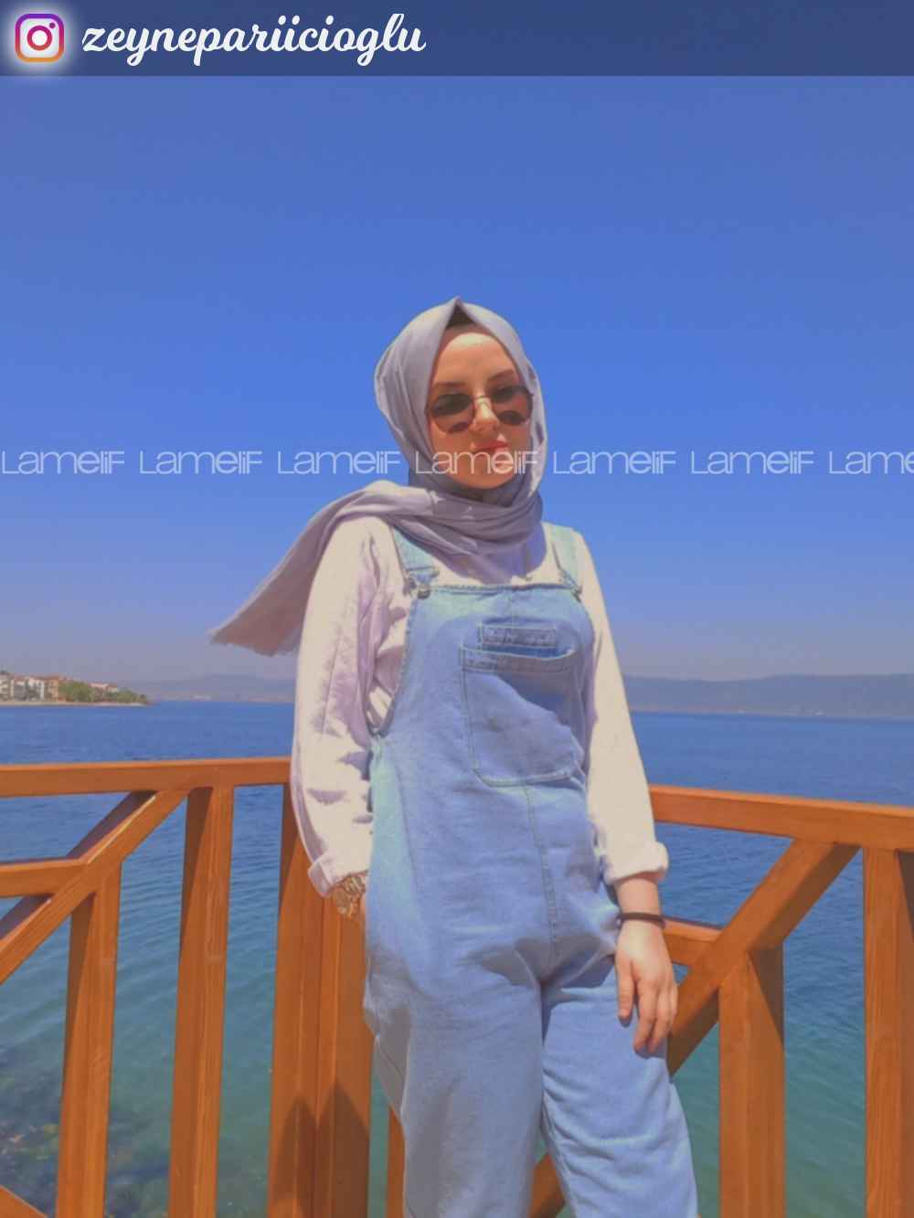 Modalamelif Bahçıvan Askılı Kot Slopet Tulum Açık Mavi