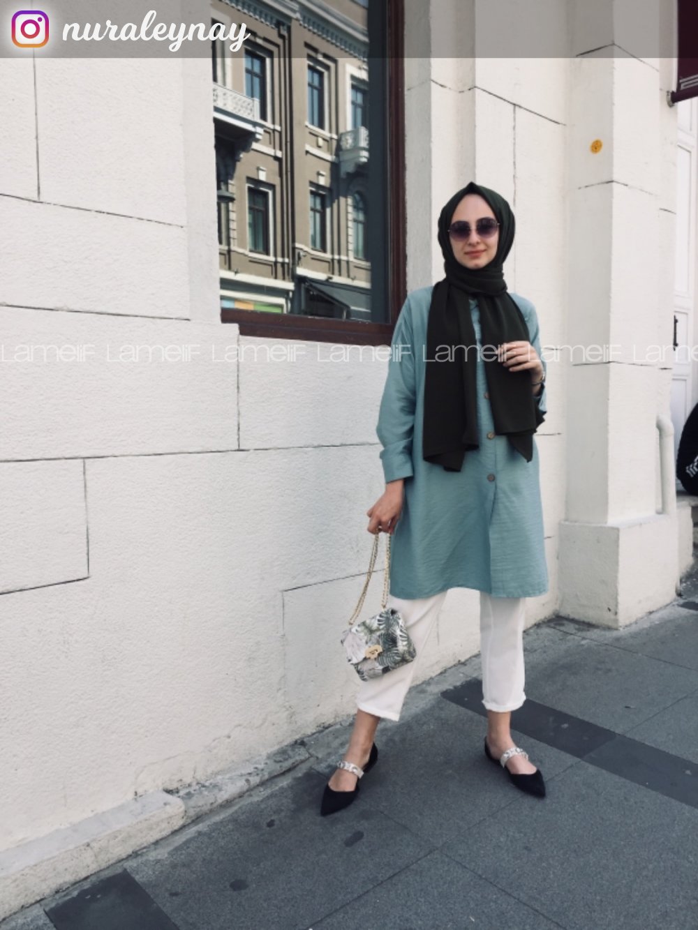 Modalamelif Petrol Ham Keten Gömlek