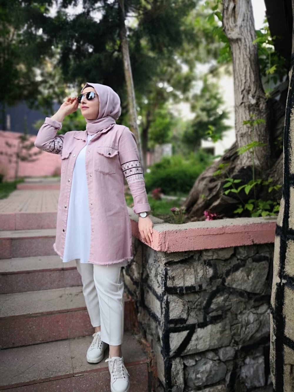 Modalamelif Pudra Kol Şeritli Kot Ceket