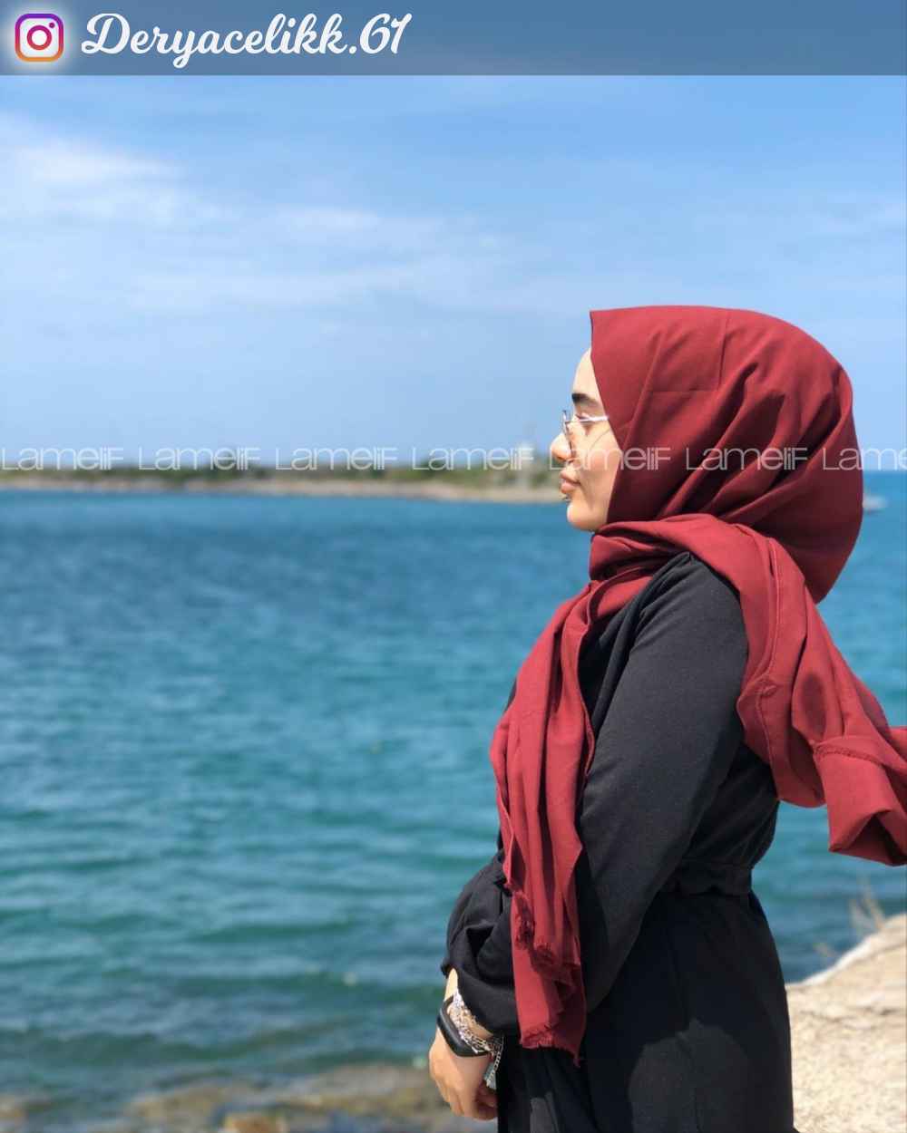 Lamelif Keten Şal Acı Bordo