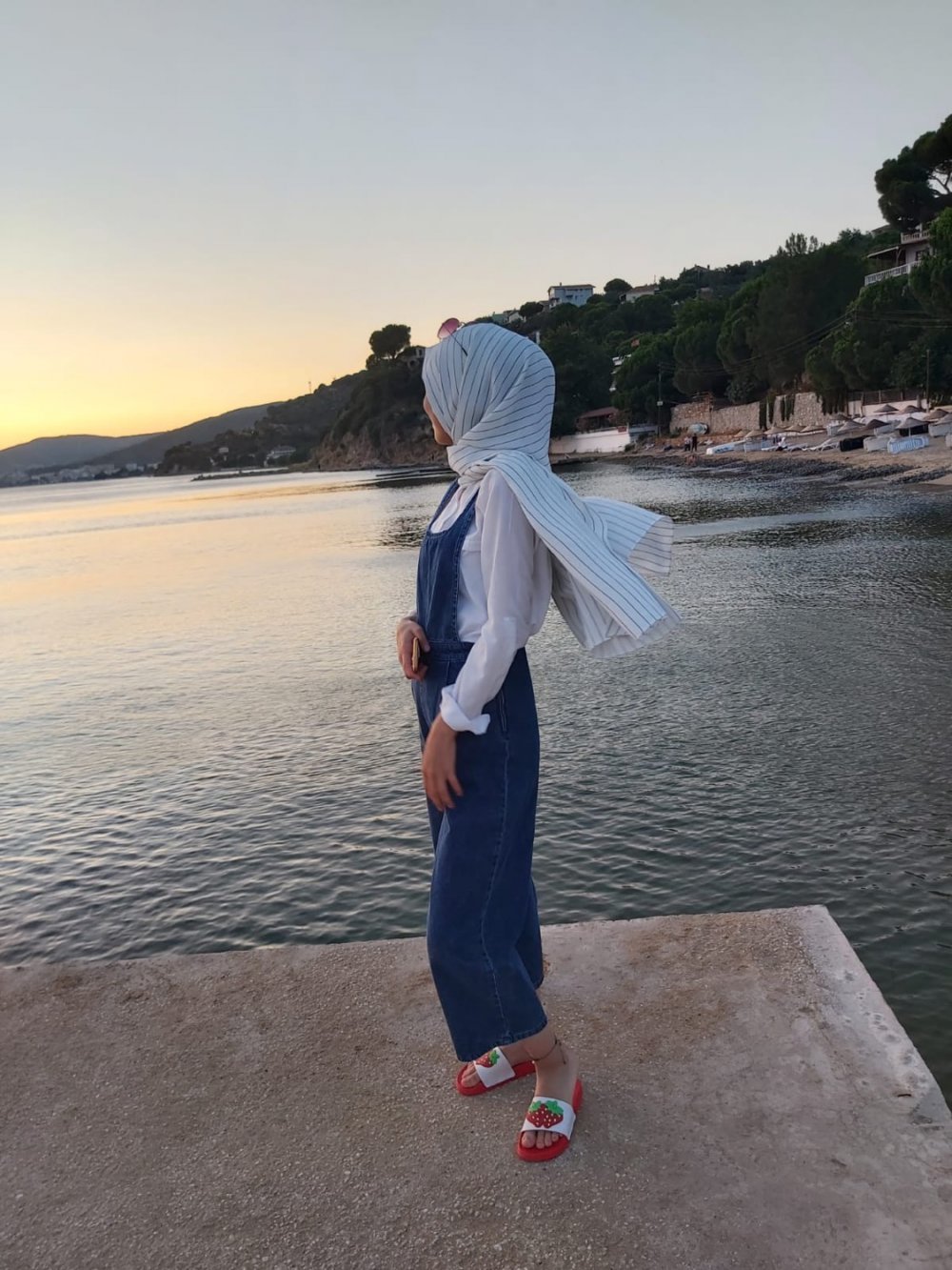 Lamelif Koyu Mavi Tesettür Model Kot Tulum