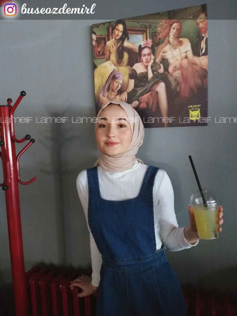 Lamelif Koyu Mavi Tesettür Model Kot Tulum