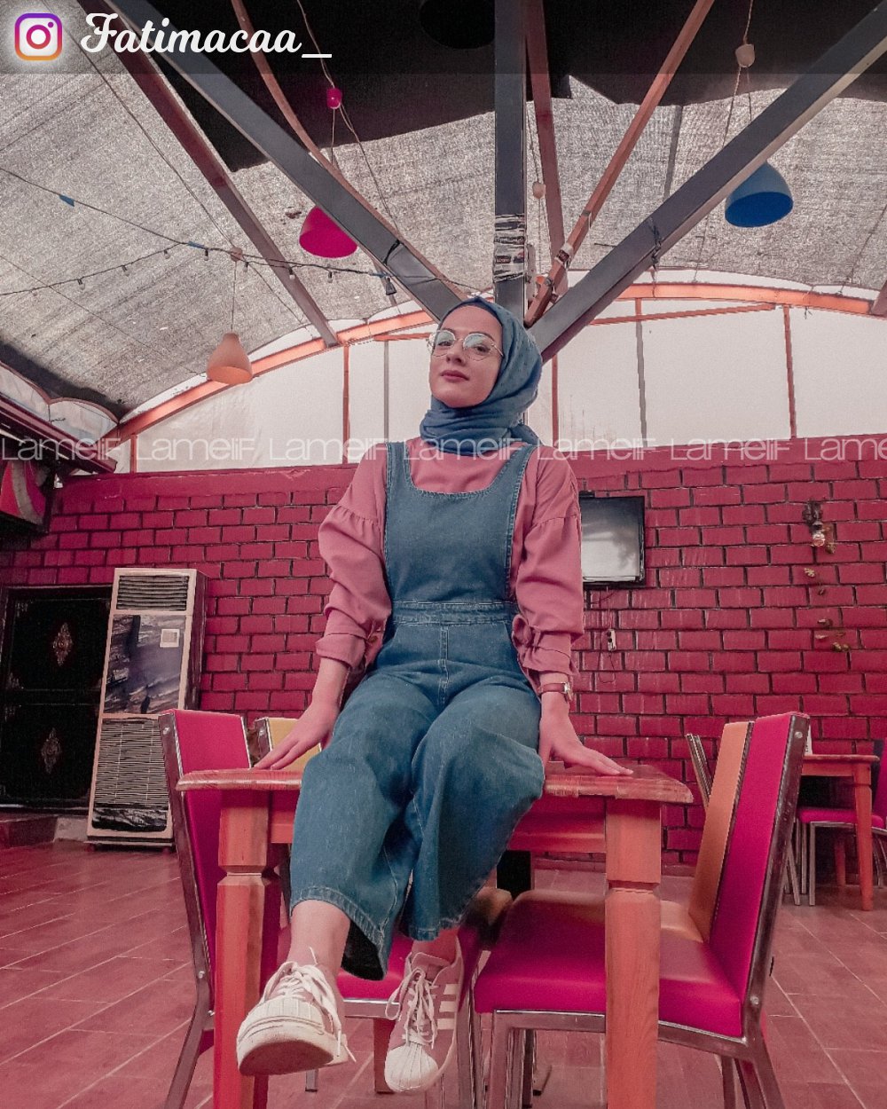 Lamelif Koyu Mavi Tesettür Model Kot Tulum