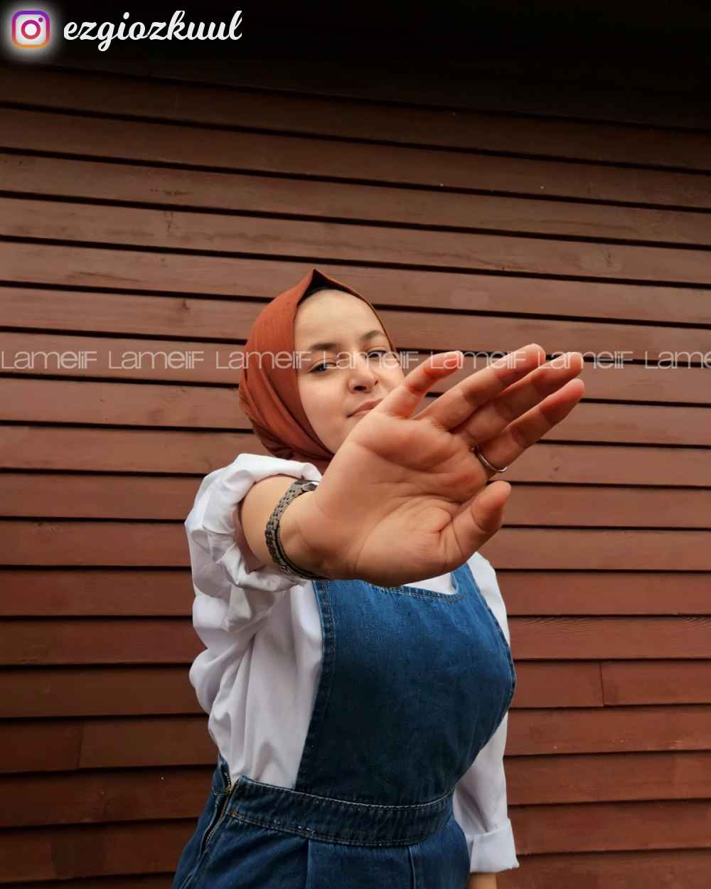 Lamelif Koyu Mavi Tesettür Model Kot Tulum