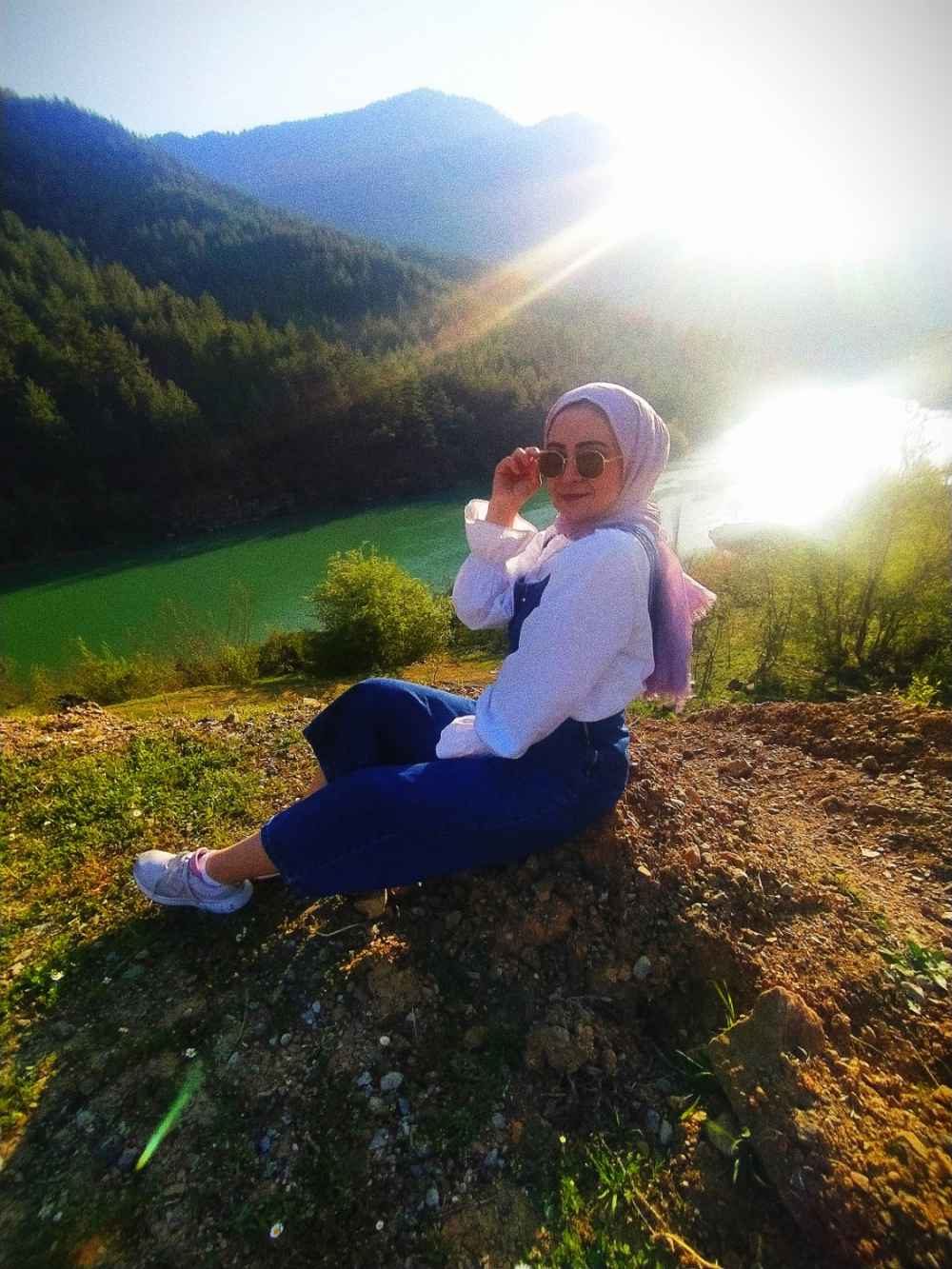 Lamelif Koyu Mavi Tesettür Model Kot Tulum