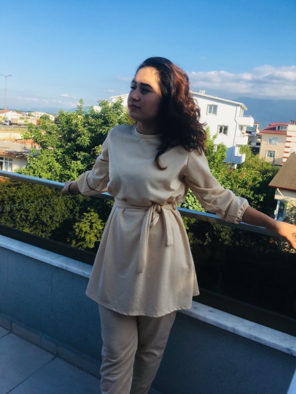 Modalamelif Kuşaklı Takım Krem