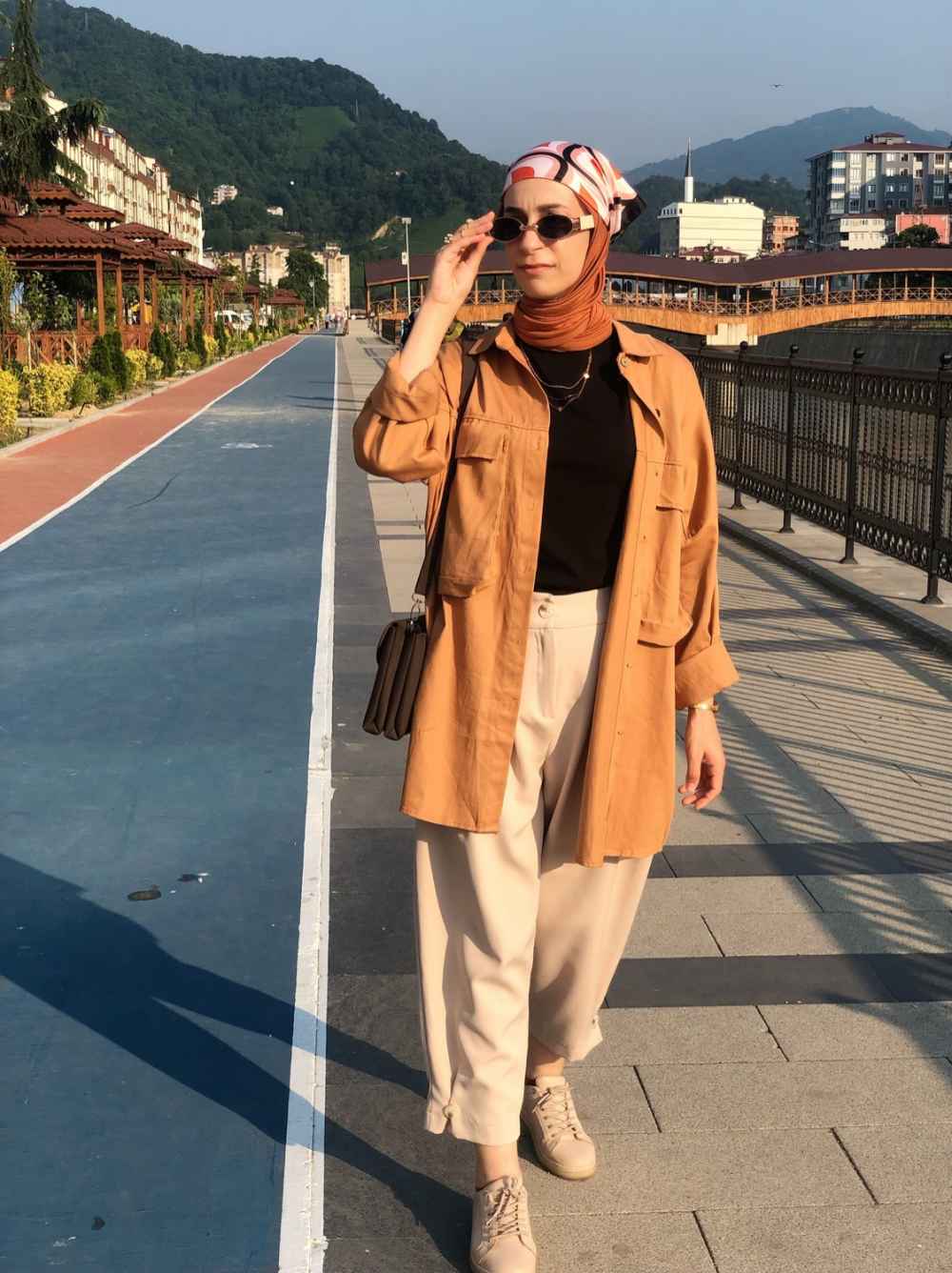 Lamelif Bombe Cepli Gabardin Gömlek Camel