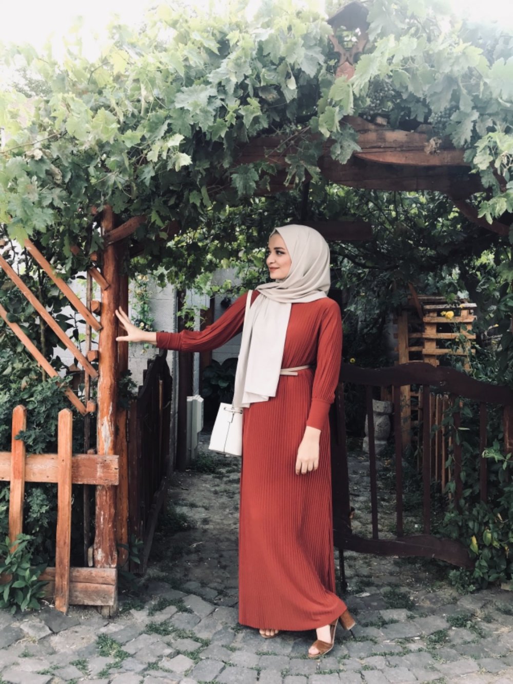 Modalamelif Piliseli Sandy Elbise Kiremit