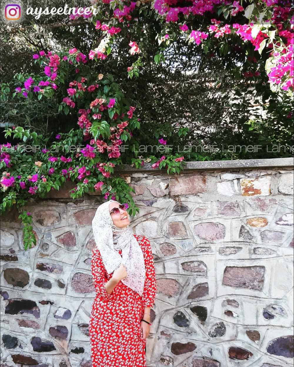 Modalamelif Orkide Desen Efil Elbise Kırmızı