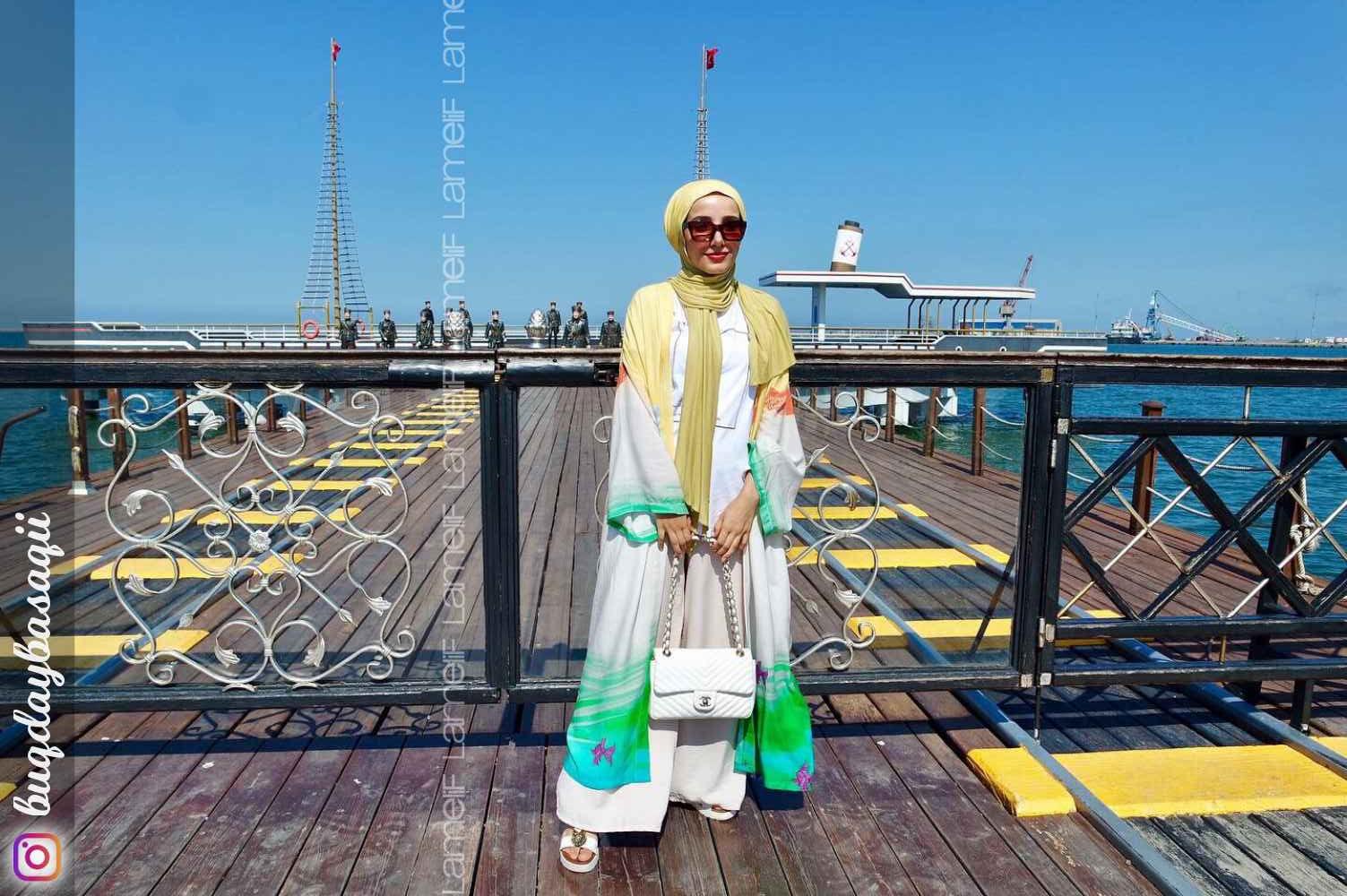 Modalamelif Desen Baskılı Kuşak Bağlamalı Kimono Sarı