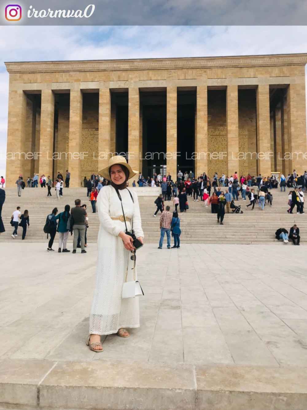 Lamelif Hasır Kemerli Astarlı Tesettür Elbise Ekru