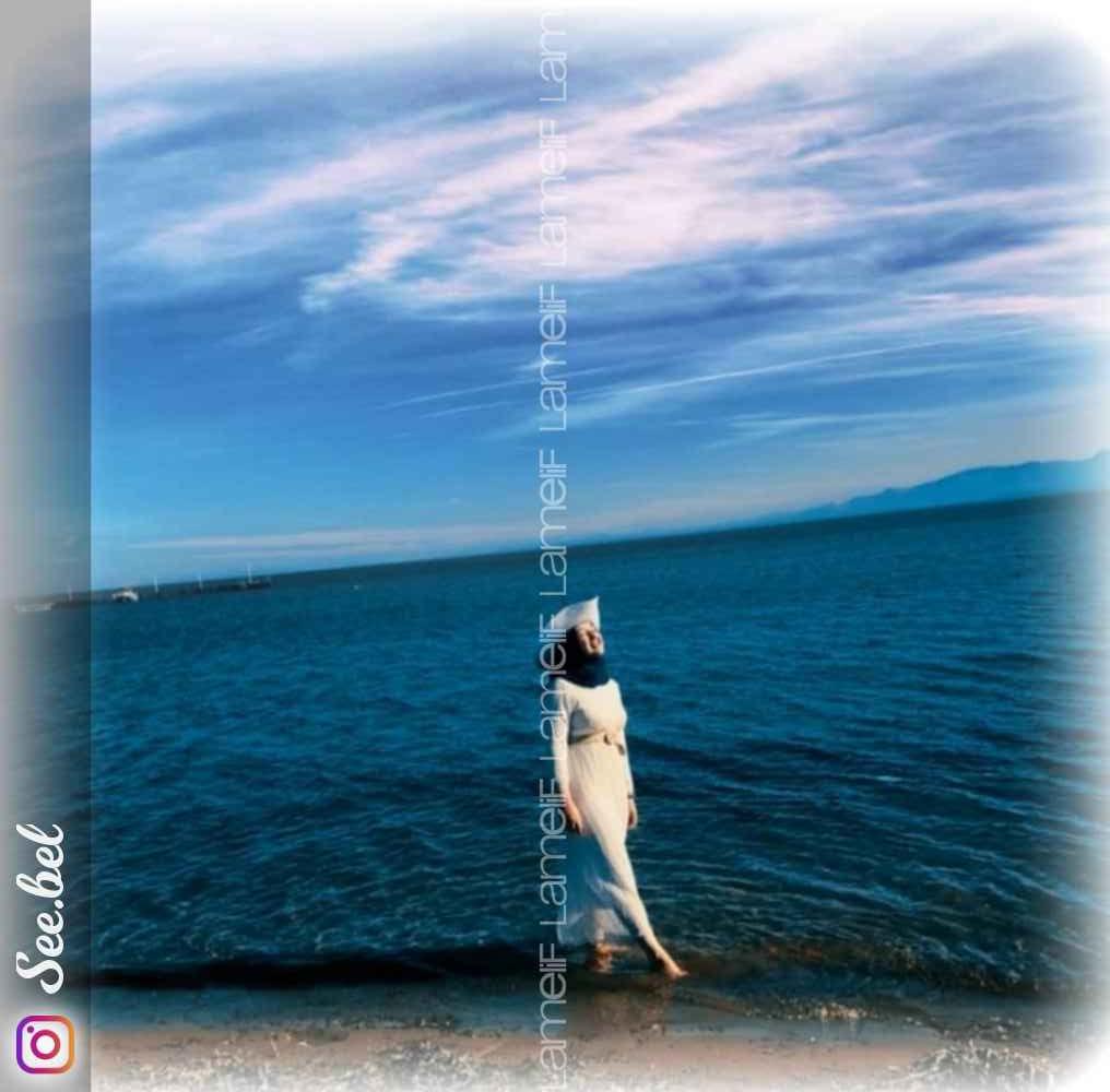 Lamelif Hasır Kemerli Astarlı Tesettür Elbise Ekru