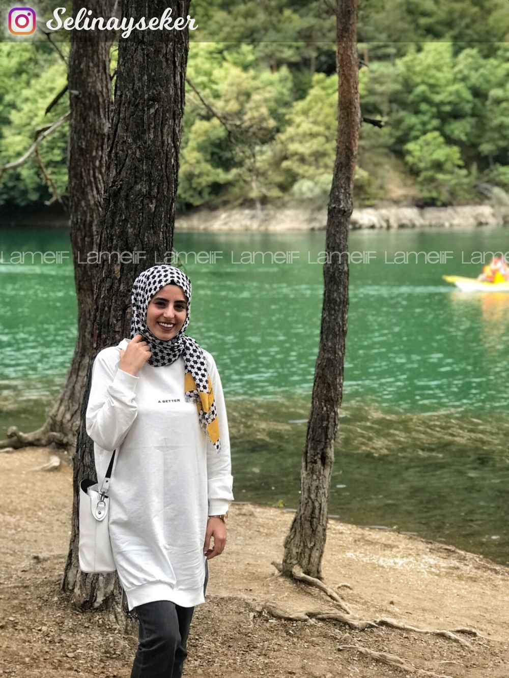 Modalamelif A Better Baskılı Yırtmaçlı Sweatshirt Beyaz