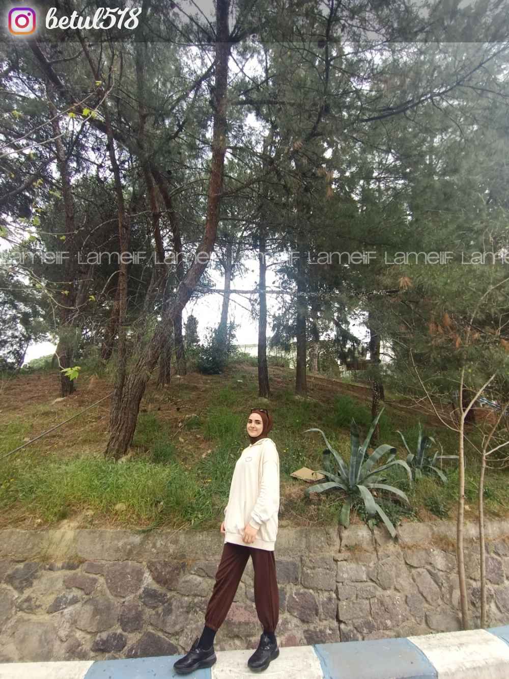 Bitter Brown Elastic Trousers Elastic Waist Regular Cut Bottom Tracksuit