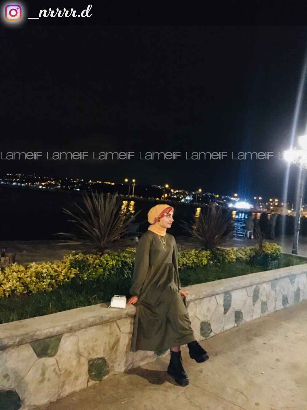 Modalamelif  Bisiklet Yaka Detaylı Eteği Fırfırlı Elbise Haki