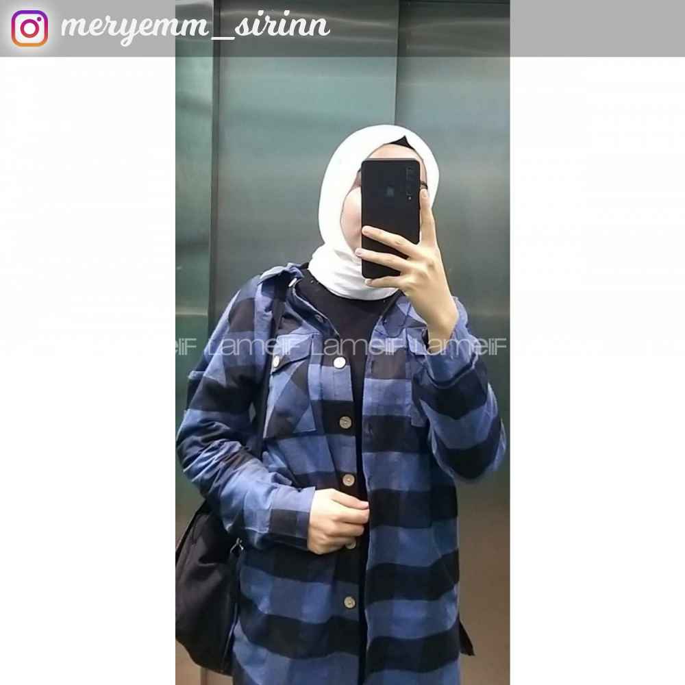 Modalamelif Ekose Desenli Çift Cepli Oduncu Gömlek Lacivert