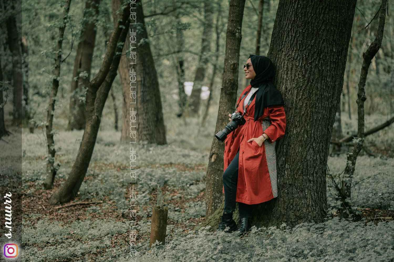 Modalamelif Arkası Ekose Desen Belden Bağlamalı Trenç Kiremit