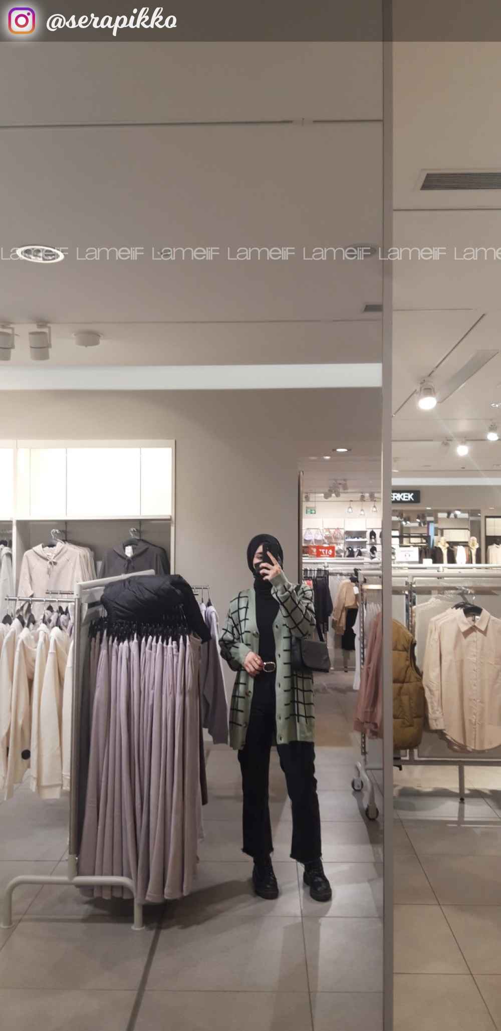 Modalamelif Önü Düğmeli Kareli Hırka Çağla Yeşili