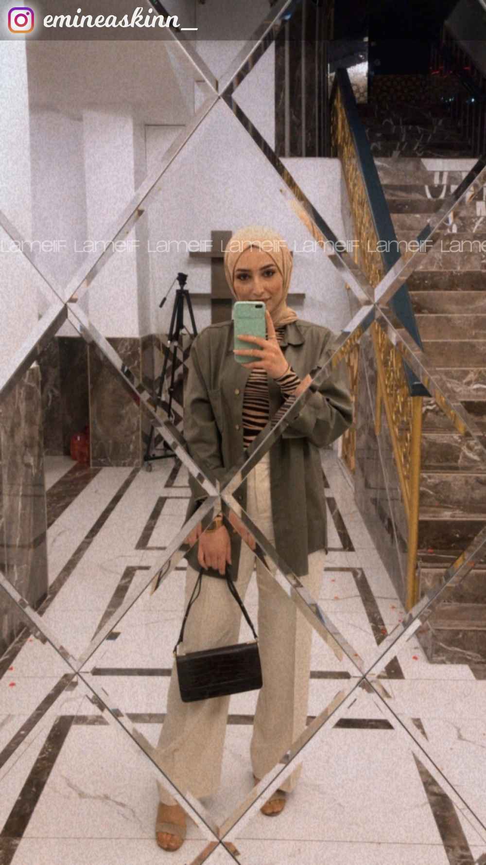 Lamelif Çımalı Bol Paça Pantolon Taş