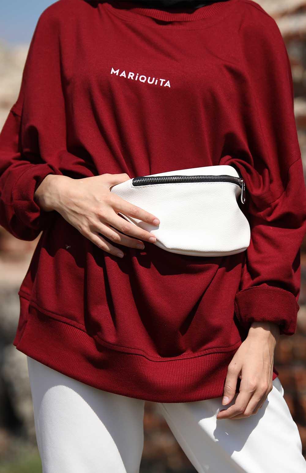 Modalamelif Bordo Marigunta Baskılı Sweat