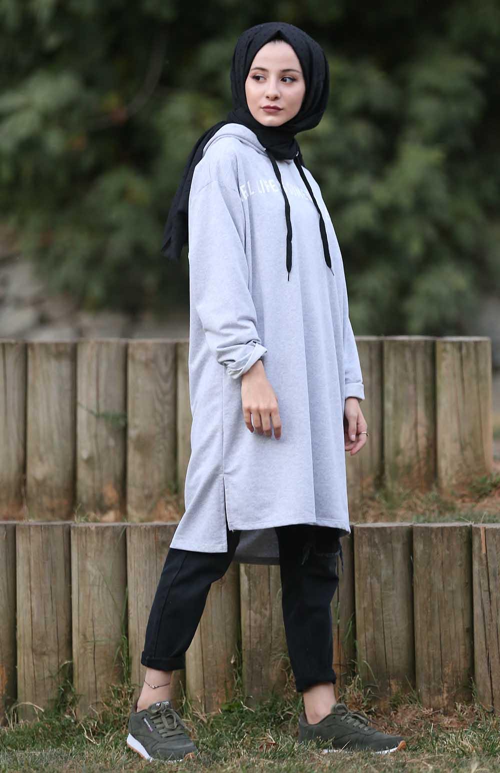 Modalamelif Gri Real Baskılı Sweat