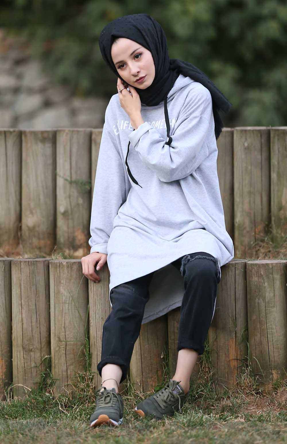 Modalamelif Gri Real Baskılı Sweat