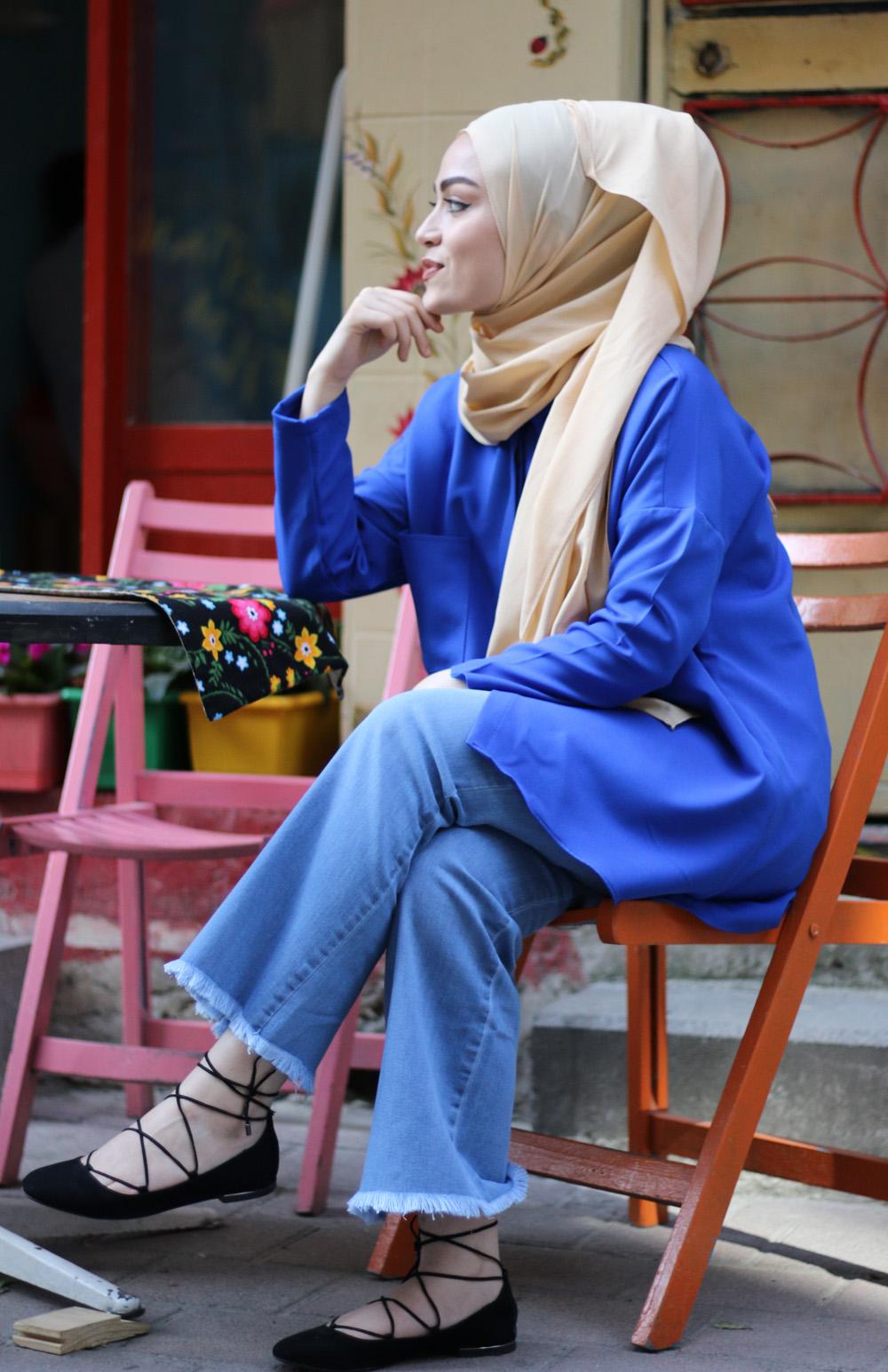 Modalamelif Saks Mavisi İki Cep Gömlek