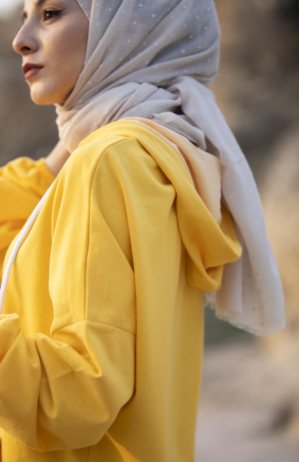 Modalamelif İki Cepli Kol Lastikli Sweatshirt Hardal Sarısı