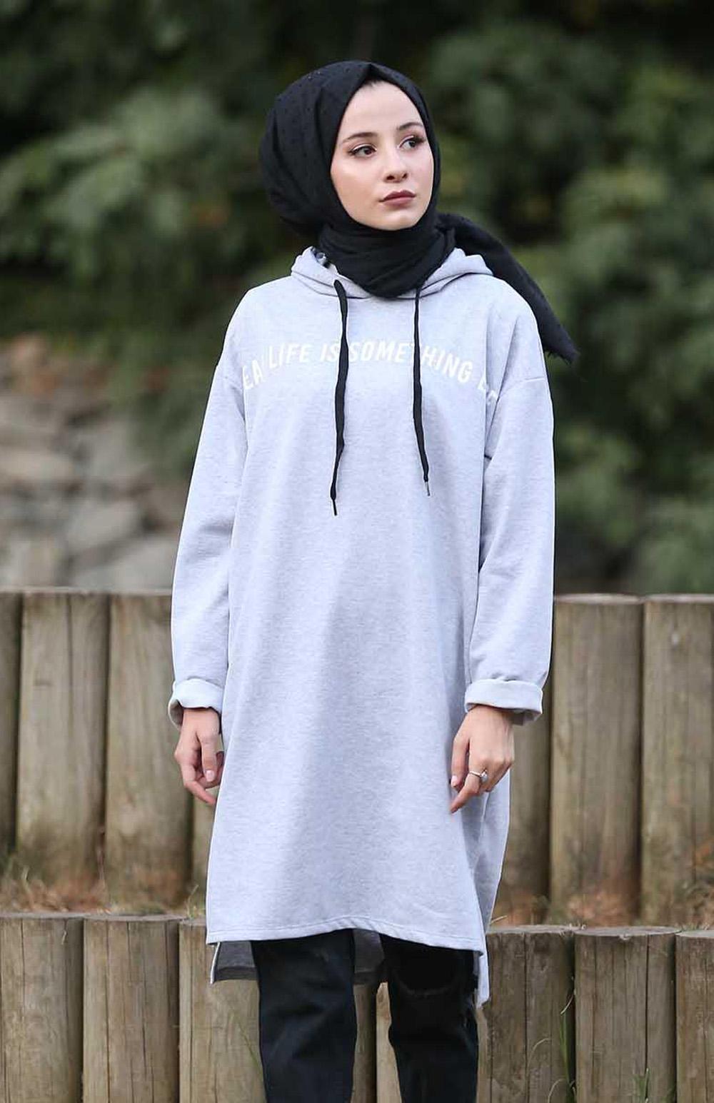 Modalamelif Gri Real Baskılı Sweat