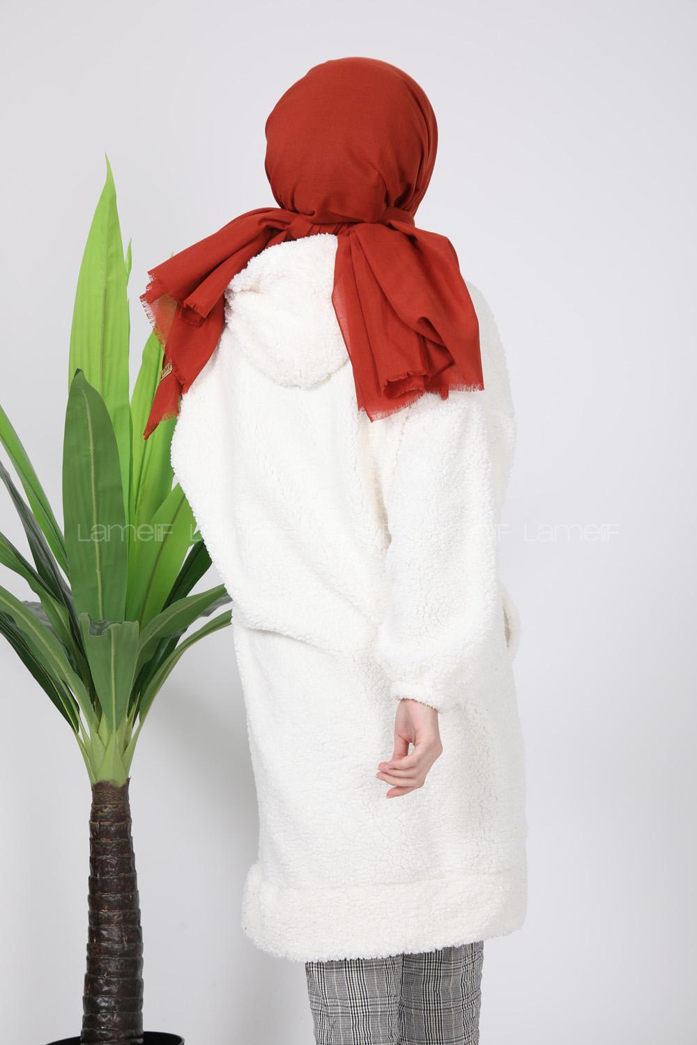 Modalamelif Uzun Peluş Tunik Beyaz