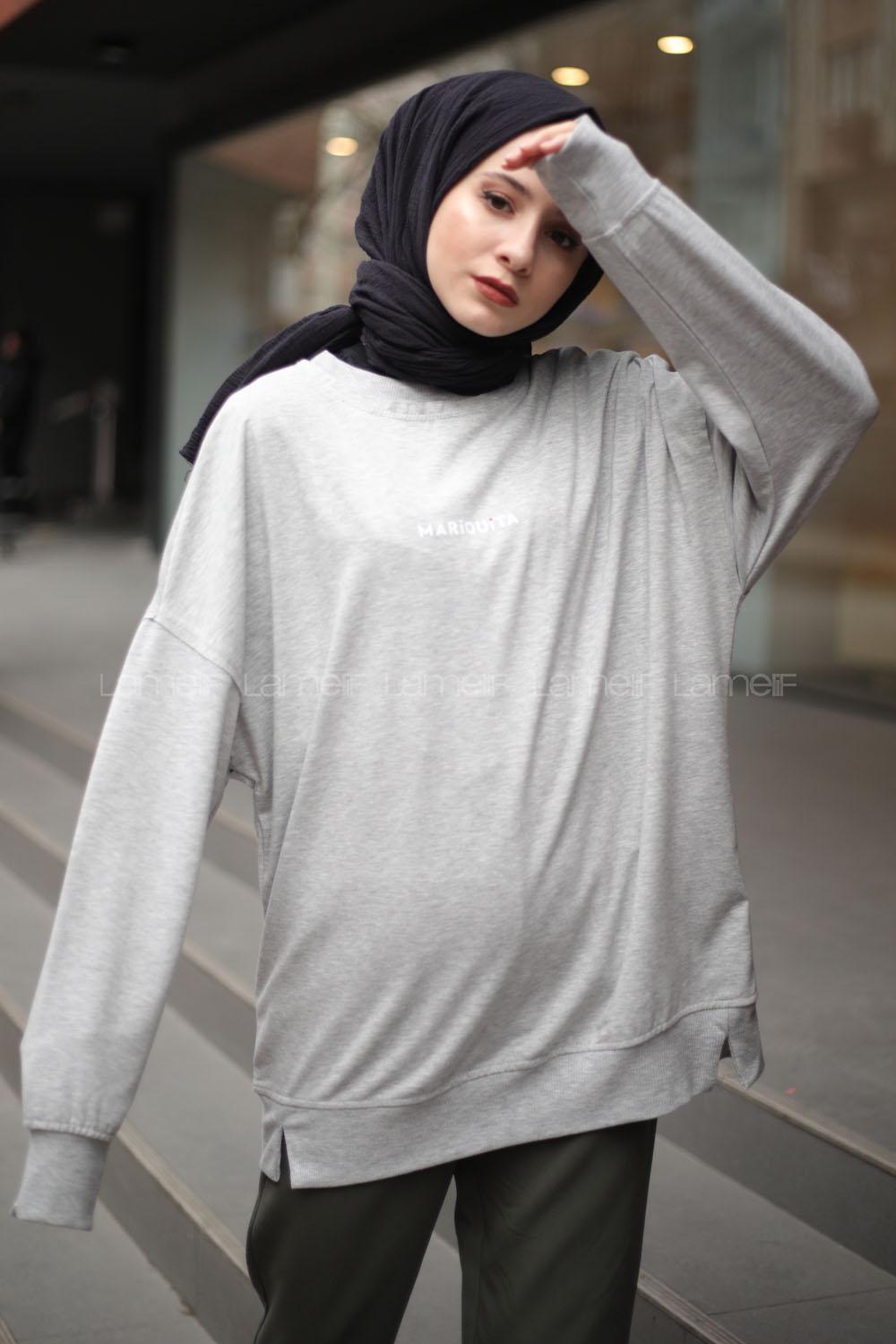 Modalamelif Gri Marigunta Baskılı Sweat