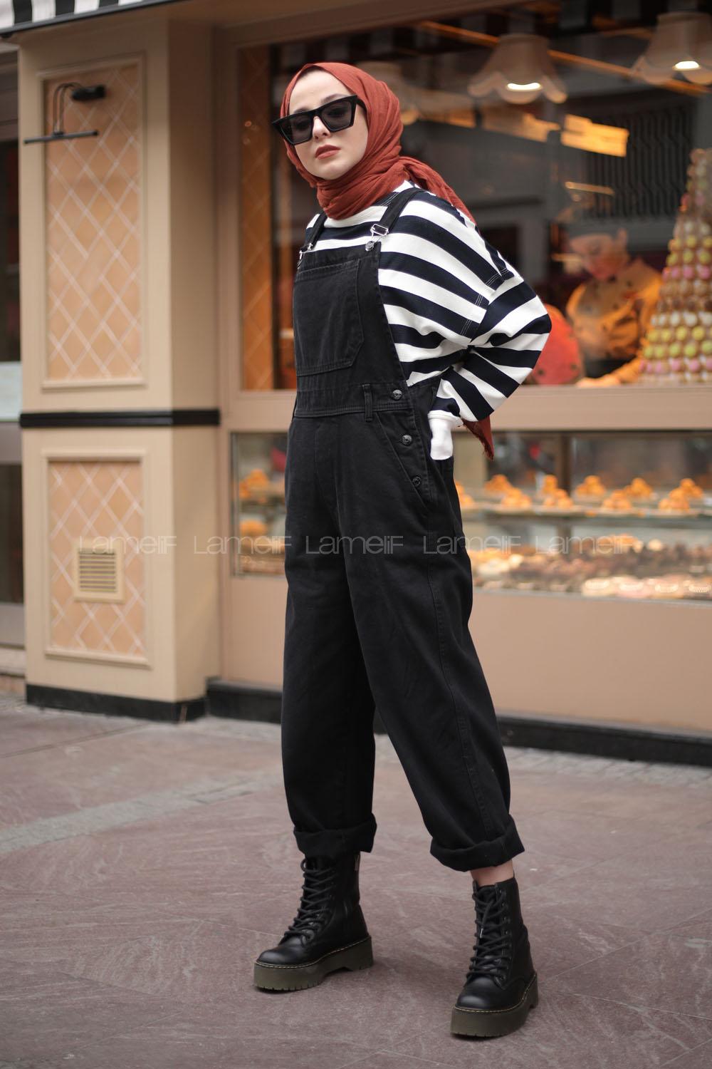 Lamelif Siyah Premium Tulum