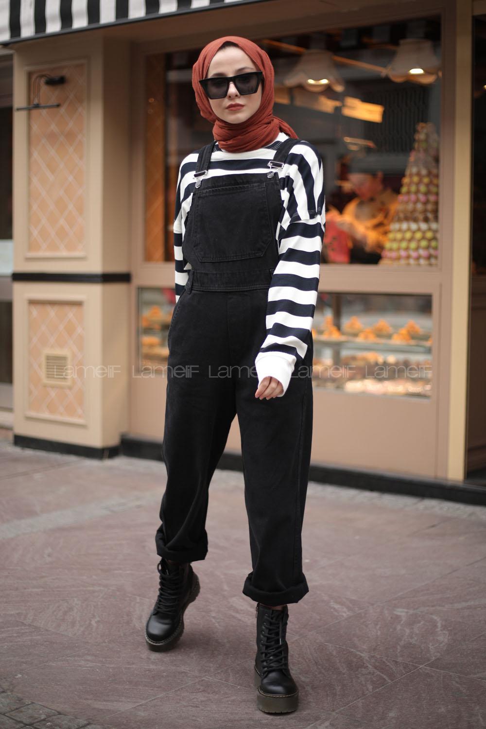 Lamelif Siyah Premium Tulum