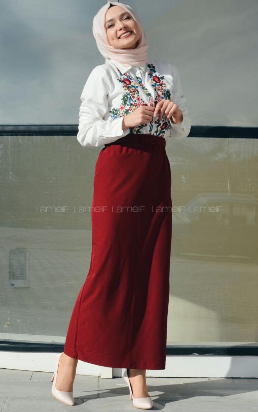 Modalamelif Kırmızı Kalem Etek