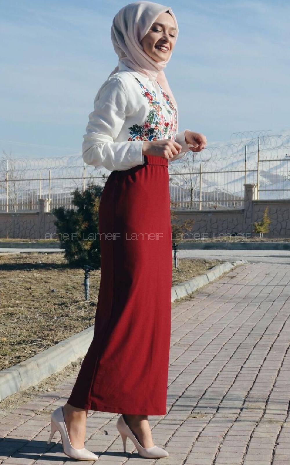 Modalamelif Kırmızı Kalem Etek