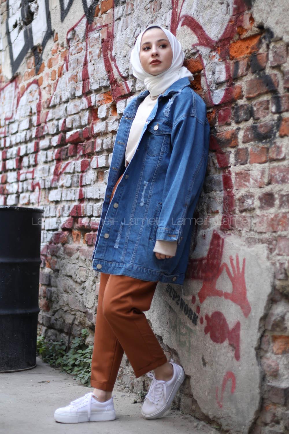 Modalamelif Levi Model Açık Mavi Yıpratmalı Kot Ceket