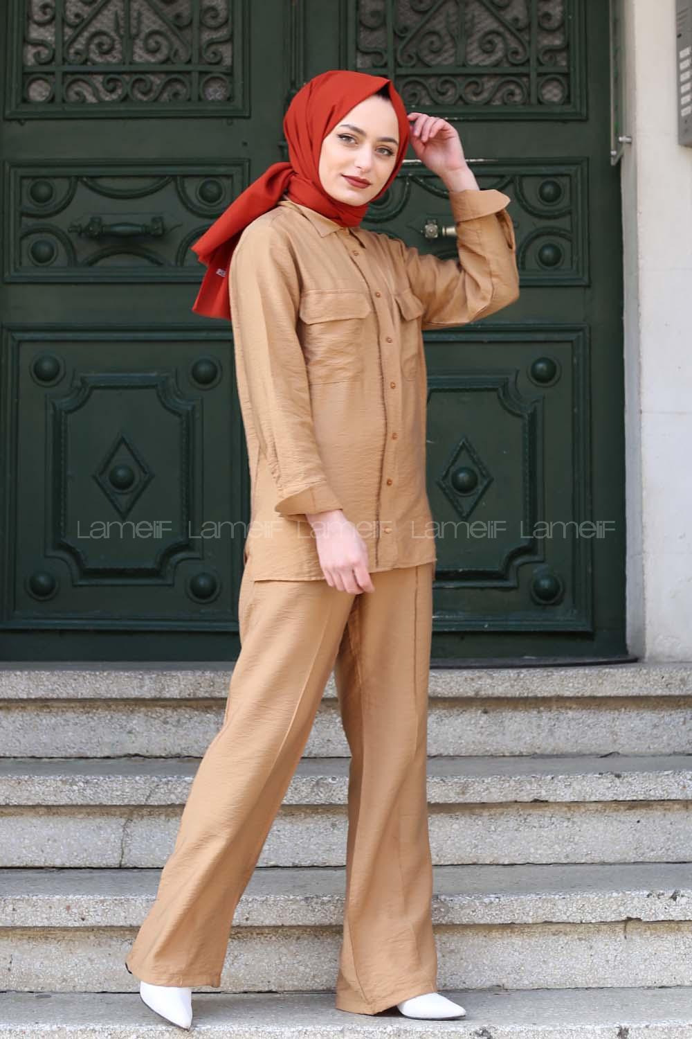 Modalamelif Camel Gömlekli Salaş Takım